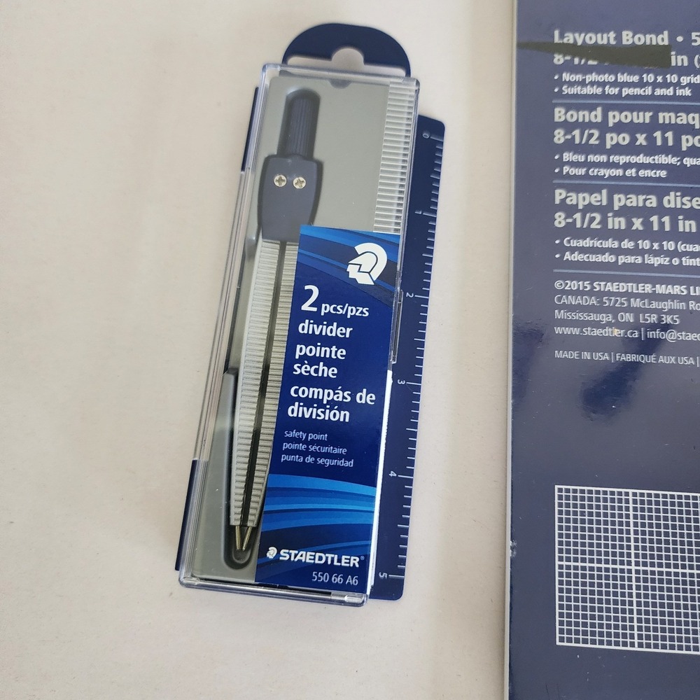 Staedtler Drafting Set Layout Bond Paper Compass Protractor Pencils Scale Ruler - Picture 5 of 7